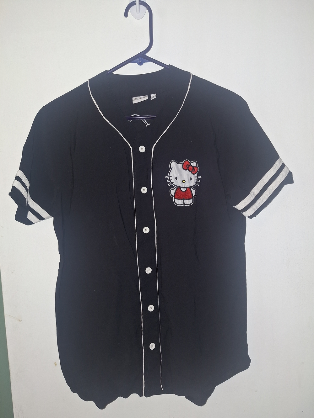 Aeropostale Black Hello Kitty Button-Front Top with White Trim